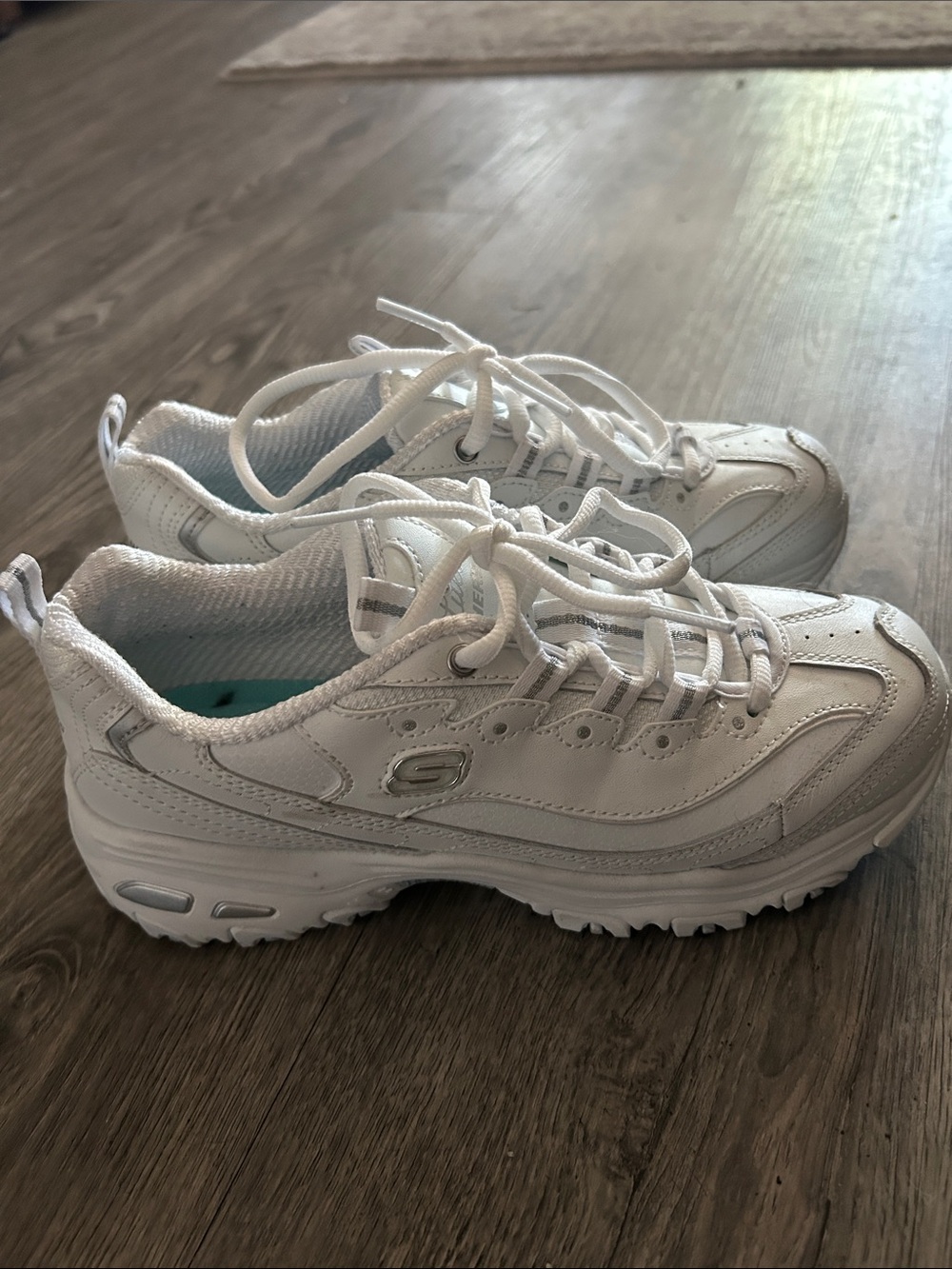Skechers White Women's Lace-Up Chunky Sneakers